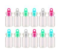 OFFSCH 50pièces Lot de Mini Bocaux Verre Transparent avec Bouchon Plastique pour Décoration Bijoux et Messages Souhaits Couleur Aléatoire