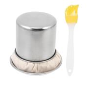 OFFSCH Applicateur D’huile Pour Poêle à Crêpes 10x10x1,5 Cm Avec Pinceau à Huile 9x9x9,5 Cm Outil Cuisine Pour Crêpes Et Petit-déjeuner Acier Inoxydable Avec Plateau Usage Maison Et Restaurant