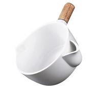 OFFSCH Bol Filtre à Soupe et Séparateur d’Huile, Céramique et Bois, pour Séparer la Graisse Bouillon, Anti-Dérapant