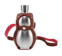 OFFSCH Bouteille d'eau en calebasse potable en acier inoxydable 500 ml, avec étui PU, portable pour la randonnée et les sorties en plein air