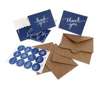 OFFSCH Cartes de Remerciement Anniversaire Fête Prénatale Élégantes en Papier Mariage Bleu Marine Enveloppes, Lot de 16 Pièces pour Fête Prénatale et Anniversaire