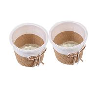 OFFSCH Lot De 2 Cache-Pots en Papier Imitation Tissés Pot De Fleurs 10.50 X 10.50 X 9.00 cm pour Plantes D'Intérieur Cactus Rangement Et Décoration Maison Bureau