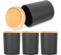 OFFSCH Pots à Bougie en Verre Noir, Sets de Sets de Couvercles Lot de 4 | Fabrication de Bougies, Stockage D'épices, Design Délicat et Pratique, Format Compact pour Petits Objets