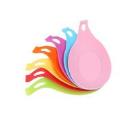 OFFSCH Repose-cuillère en Silicone Alimentaire Flexible 4pcs pour Ustensiles Cuisine, Résistant à 230℃, pour Plan de Travail et Cuisinière, Couleurs Mixtes Couleur Aléatoire