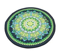 OFFSCH Tapis Rond Mandala Lavable en Machine en Tissus Non Tissés et Fibres Polyester, Antistatique et Décoratif pour Maison et Tatami, Modèle G-60 Vert Simple et Élégant
