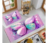 OFFSUM Ensemble De Deux Tapis De Cuisine Papillon Rose Ensemble De Tapis De Cuisine Antidérapants Et Lavables pour Couloir Entrée Et Décoration Intérieure. 43X75Cm+43X120Cm