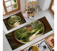 OFFSUM Ensemble De Tapis De Cuisine 2 Pièces Arche en Bois Tapis De Cuisine Antidérapants Lavables pour Couloir Et Entrée Décoration Festive pour La Maison Lot De 2. 43X75Cm+43X150Cm