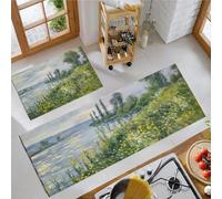 OFFSUM Ensemble De Tapis De Cuisine 2 Pièces Plantes Vertes Ensemble De Tapis De Cuisine Antidérapants Et Lavables pour Couloir Entrée Et Décoration Intérieure. 43X75Cm+43X150Cm