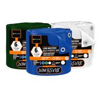 OFITURIA Bâche multiusage imperméable 2 x 3 m Mix 3 Couleurs, Lot de 3 pièces, idéale pour protéger Meubles et Objets au Jardin, en Camping et sur Chantier (2x3m, 3 pièces)