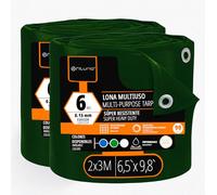 OFITURIA Bâche multiusage imperméable 2 x 3 m Vert, Lot de 2 pièces, idéale pour Couvrir et protéger Meubles et Objets au Jardin, en Camping et sur Chantier (2x3m, 2 pièces)