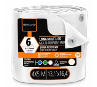 OFITURIA Bâche multiusage imperméable 4 x 5 m Blanc, Lot de 1 pièce, idéale pour Couvrir Meubles, sols et Objets au Jardin, en Camping et sur Chantier (4x5m, 1 pièce)