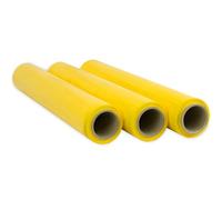 OFITURIA Film jaune pour emballer 50 cm de large et étirable jusqu'à 300 mètres de longueur - Rouleau de film élastique manuel pour emballage industriel - 3 unités