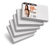 OFITURIA Flashcards A6 Blanches Lignées 100, Fiches Bristol