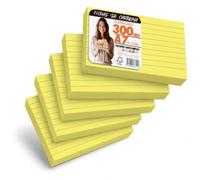 OFITURIA Flashcards A6 Jaunes Lignées 300, Fiches Bristol