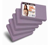 OFITURIA Flashcards A6 Lilas Lignées 100, Fiches Bristol