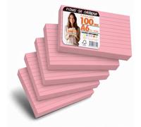 OFITURIA Flashcards A6 Roses Lignées 100, Fiches Bristol