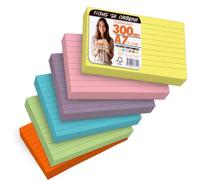 OFITURIA Flashcards A7 Multicolores Lignées 300, Fiches Bristol
