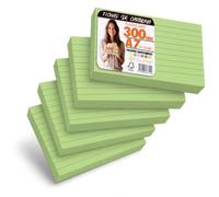 OFITURIA Flashcards A7 Vert Clair Lignées 300, Fiches Bristol