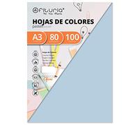 OFITURIA Pack 100 Hojas Color Azul Claro Tamaño A3 80g, FAB-17907