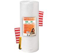OFITURIA Papier Bulles Emballage 100cm x 20m - Kit Complet avec Cutter + 12 Étiquettes “FRAGILE” - kit déménagement complet, papier bulles pour emballage colis