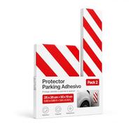 OFITURIA Protection Garage Adhésive Pack 2 50x10+36x8 cm Blanc/Rouge, Protection Porte Voiture, Mousse Garage, Protection Murale Antichoc (Pack 2 unités, 50x10+36x8 cm, Blanc/Rouge)