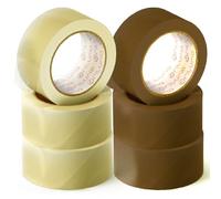 OFITURIA Ruban Adhésif, Ruban d'Emballage Idéal pour l'Emballage de Cartons, Expéditions et Déménagements, Pack de 6 Rouleaux de Ruban, Bande Adhésive Résistante (3 Transparent, 3 Marron)