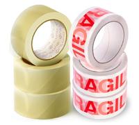 OFITURIA Ruban Adhésif, Ruban d'Emballage Idéal pour l'Emballage de Cartons, Expéditions et Déménagements, Pack 6 Rouleaux Ruban, Bande Adhésive Sécurisée et Résistante (3 Transparent, 3 Fragile)