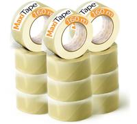 OFITURIA Ruban d'emballage transparent pour emballer des boîtes en carton pour l'expédition et le déménagement. Sceau pour un emballage sûr et résistant (36mmx 160m - Transparente, 12 Rollos)