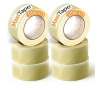 OFITURIA Ruban d'emballage transparent pour emballer des boîtes en carton pour l'expédition et le déménagement. Sceau pour un emballage sûr et résistant (48mmx 160m - Transparente, 6 Rollos)