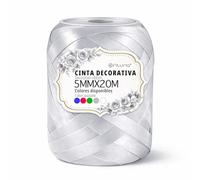 Ofituria Ruban Satin Argent 5 mm x 20 m, Bobine Ruban satin pour nœuds et Emballage cadeau, Ruban tissu décoratif pour Mariage, Anniversaire, Couture et Loisirs Créatifs (4 Packs, 4 Uds)