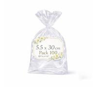 Ofituria Sachets Cellophane Transparents 5.5 x 30 cm Format long, Sachet Transparent pour bâtons, Bougies et chocolats - Emballage cadeau pour fêtes, Boutique et DIY, 1 Pack (100 Sacs)