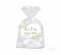 Ofituria Sachets Cellophane Transparents 5 x 7 cm, Petit Sachet Transparent pour bonbons et dragées - Mini Sachets cadeaux pour Anniversaire, Baptême, Communion, 1 Pack (100 Sacs)