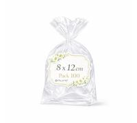Ofituria Sachets Cellophane Transparents 8 x 12 cm, Sachets Transparents pour biscuits et chocolats - Sachet cadeau Transparent Petit Format pour fêtes, Anniversaire, 1 Pack (100 Sacs)
