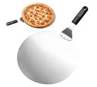 OFKPO Pelle à Pizza Ronde en INOX avec Manche Anti-Chaude Anti-Dérapan 10 Pouce, Idéal pour Les Gâteaux, Pizzas, Tartes, Argenté
