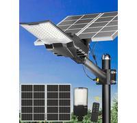 Ofuray OL-18200W Lampadaire Solaire Extérieur puissante, Haute Luminosité | 6500K Projecteur LED Solaire, IP67 Étanche Eclairage Lampe Solaire Exterieur pour Jardin, Cour, Garage