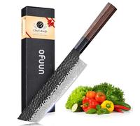 oFuun Couteau Japonais Damas Nakiri Professionnel 18cm - Acier VG10 à Haute Teneur en Carbone, Manche en Bois de Rose, Coffret Cadeau