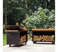 OFYR ISLAND 100 PRO - BARBECUE BRASIER AVEC PORTE-BOIS, ROUES ET RANGEMENT