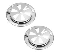 OGANAZI Lot de 2 rosettes d'aération rondes en acier inoxydable argenté | Grille d'aération verrouillable pour four à gaz, tonneau à feu, barbecue, poulailler, intérieur et extérieur