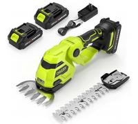 OGERY - Taille-haie sans fil 21 V et ciseaux à gazon, 2 en 1 puissantes batteries doubles, tondeuse électrique à arbustes avec lame de haie de 8,9 pouces et tondeuse à gazon de 5,1 pouces