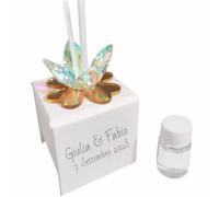 OGGETTANDO Désodorisant personnalisable fleur cristal trèfle porte-bonheur cœur mariage baptême communion remise de diplôme 18, 25, 50 ans, Anniv (4 pétales cristal aurore boréale 7 x 7 x 11h)