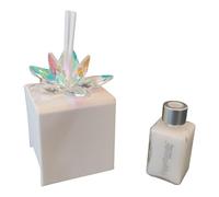 OGGETTANDO Parfum blanc avec fleur de cristal mariage naissance battes commun diplôme confirmation 18, 25, 50 ans, Anniv, Compl (double fleur cristal aurore boréale cm 7x7x11h)