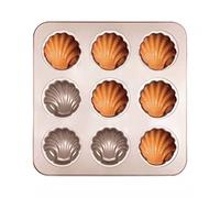 OGIBRIDI Moule à madeleine en forme de coquille - Moule à gâteau anti-adhésif - En acier carbone - Moule à dessert classique français - 9 cavités