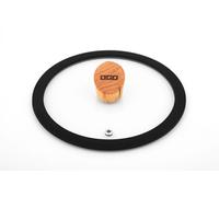 OGO LIVING - Couvercle en verre avec poignée en bois 18 cm - 7930266 - couvercle résistant aux chocs avec poignée en chêne brut et joint en silicone