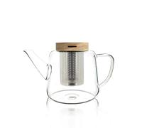 OGO LIVING - Théière en verre 1L - 7912104 - Idéal pour le thé et la tisane- théière en verre borosilicate et couvercle en bois d'acacia