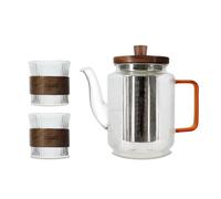 OGO LIVING - Théière karl 550ml en verre borosilicate anse ambre avec 2 tasses 15cl - 7912199