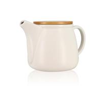 OGO LIVING - Théière Mona 1L en porcelaine blanche et couvercle bois