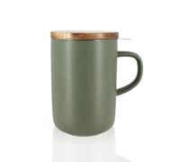 JULIET Infuseur à Thé / Tisanière en grès Verte 475 ml OGO avec couvercle bois
