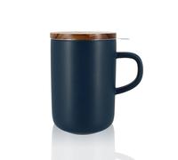 OGO LIVING - tisanière Juliet 475 ml - Idéale pour le thé et la tisane - Mug à thé en grès et couvercle en bois d’acacia - bleu - 7912015