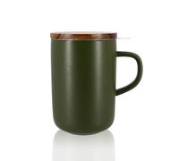 Tisanière En Grès 47,5 Cl Kaki Et Couvercle En Acacia - Ogo Living