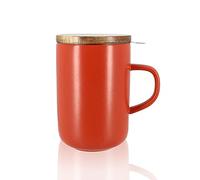 OGO LIVING - tisanière Juliet 475 ml - Idéale pour le thé et la tisane - Mug à thé en grès et couvercle en bois d’acacia - rouge paprika - 7912032